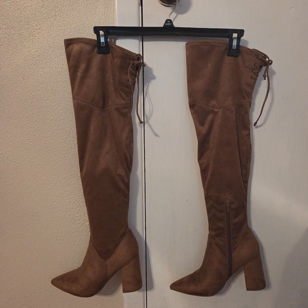 Over the knee suede boots